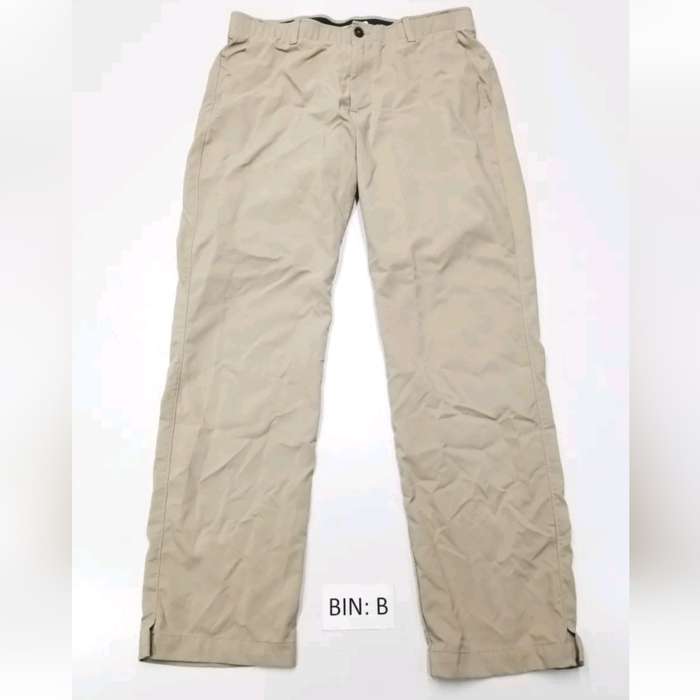 Under Armour Golf Pants Men's Size 36x32 Beige Straight Fit Flat Front :B